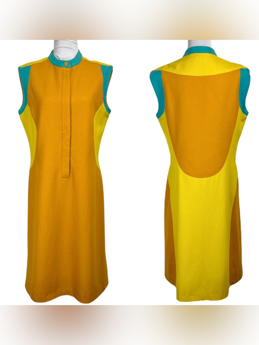 Vintage Harve Benard Mod Colorblock Dress 12 Space Age Wool 90s Gives 60s